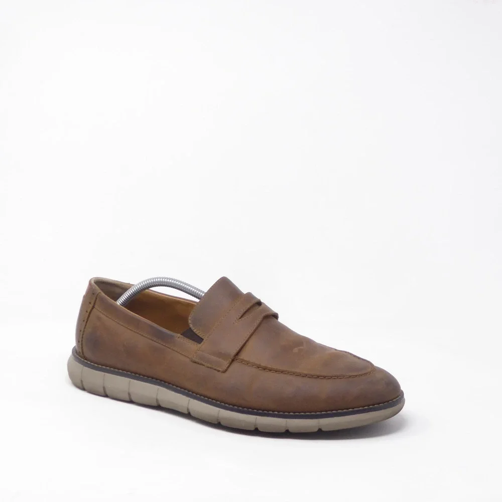 Johnston & Murphy Mens Holden Penny Loafer Brown Leather Memory Foam 11M 20-2020
